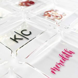 Acrylic Catchall Tray with Monogram {Rectangle/Pinched Ends}
