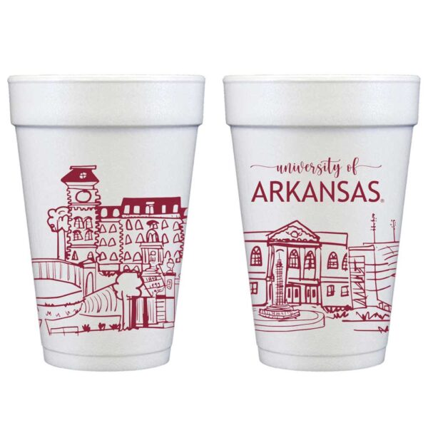 University of Arkansas Campus Skyline - Fayetteville {Foam Cup 10 Pack}