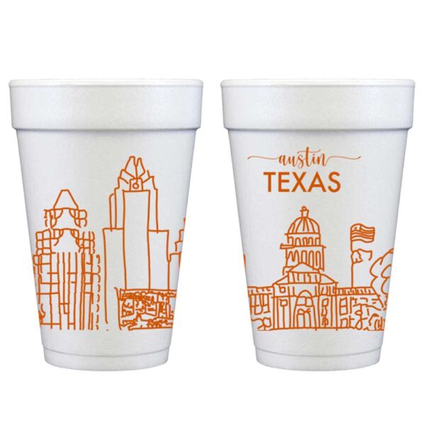 Austin, Texas Skyline {Foam Cup 10 Pack} HIDD