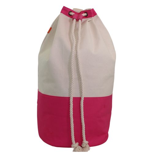 Sturdy Canvas Rope Closure Laundry Duffle Bag with Monogram {Hot Pink}