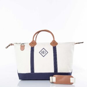 Canvas Weekender Zip Top Shoulder Bag {Navy}