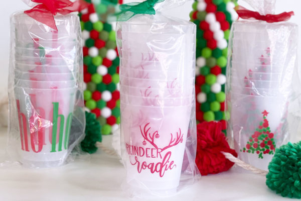 Custom Christmas Frosted Roadie Cups | Bulk Printing for 10+ Sleeves {One Design in 10 Pack Sleeve}