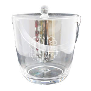 Personalized acrylic ice buckets grey marble design custom gold monogram ice bucket personalized gift