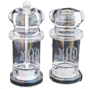 Personalized Engraved Acrylic Salt Shaker & Pepper Mill Set Custom