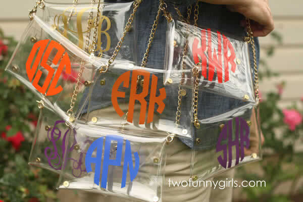 Clear Stadium Purse - Personalized with Custom Monogram