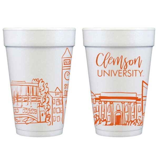 Clemson University Campus Skyline -Clemson, South Carolina {Foam Cup 10 Pack}