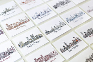 College Campus Skyline Notecard Personalized Stationery
