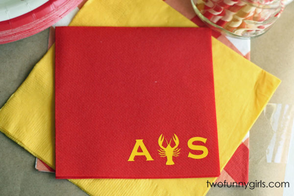Personalized Linun (Linen-Like) Paper Napkins for Crawfish/Lobster Boil