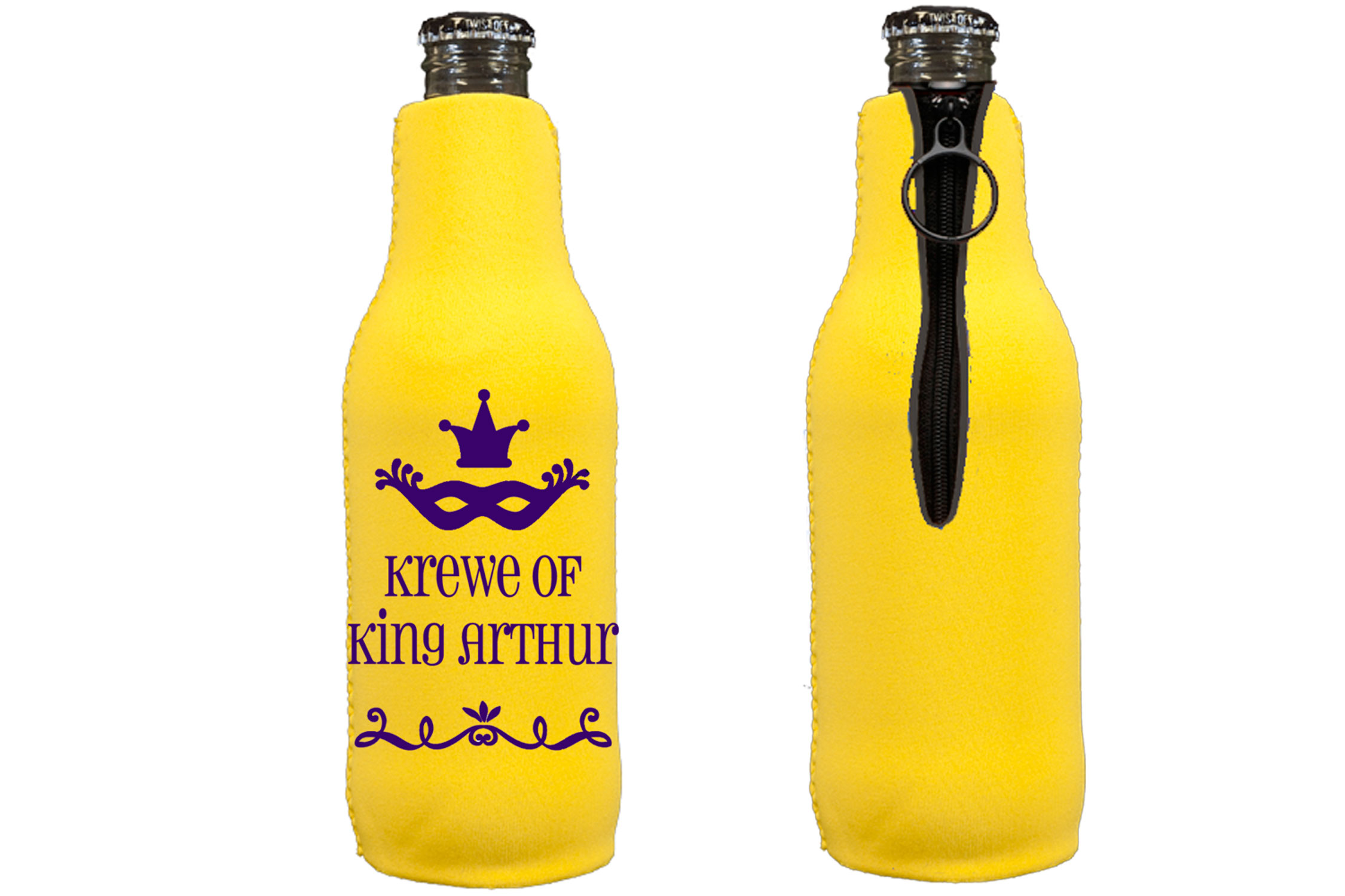 mardi gras beer koozie