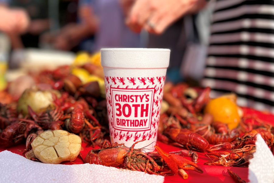 Personalized Styrofoam Cups with Print Wrap {Crawfish}