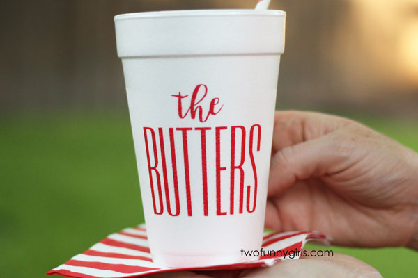 Custom Gold Monogram Styrofoam Cups