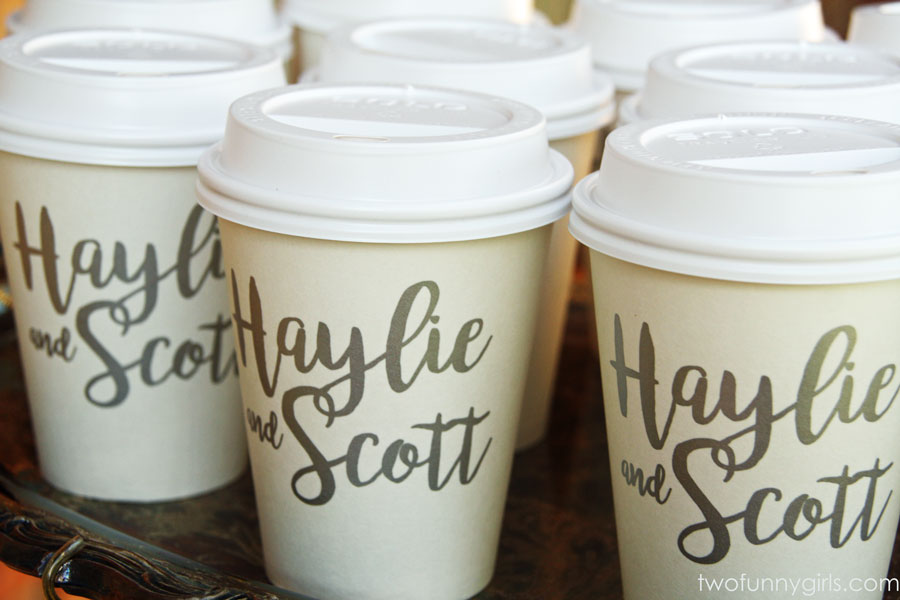 Personalized Paper Coffee Hot Cups Wedding Bar