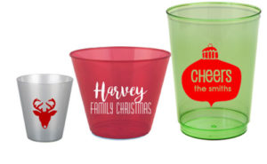 Custom Printed Hard Plastic Colored Christmas Party Cups {All Sizes}