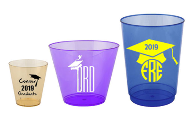 Custom Printed Hard Plastic Colored Graduation Party Cups {All Sizes}