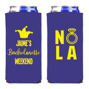 Neoprene Collapsible 12 oz Slim Can Cooling Sleeve for Mardi Gras {Qty 12+}