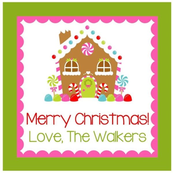 Personalized Christmas Gift Tag Stickers {Gingerbread House}