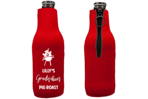 Custom Beer Bottle Cooler with Zipper for Graduation