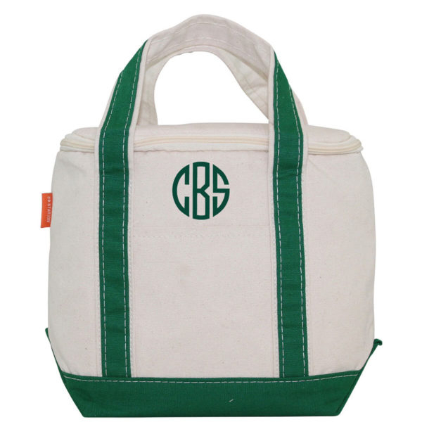Insulated Lunch Cooler Tote Bag {Small - Emerald Green Trim}