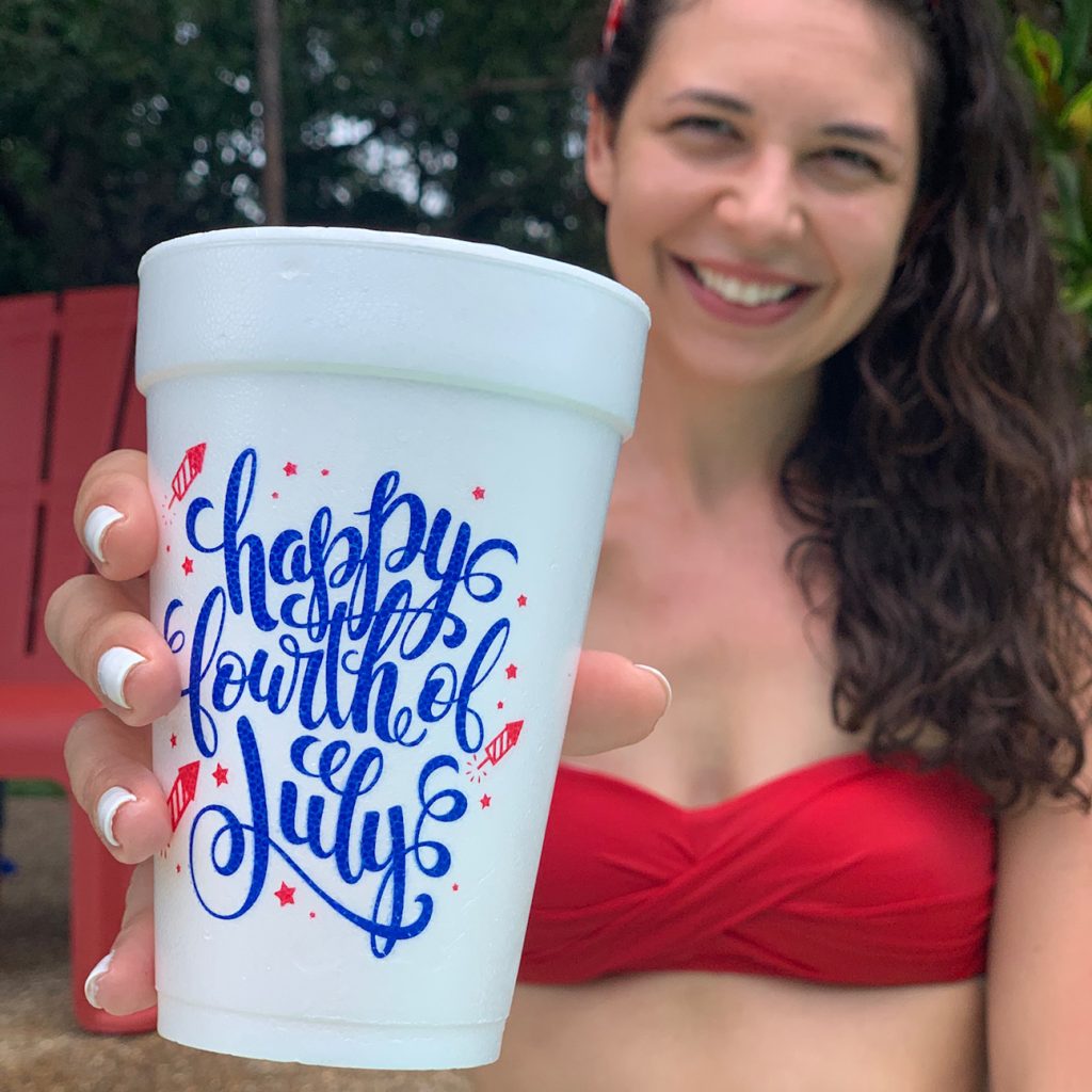 Personalized Styrofoam Cups July 4th Patriotic Summer BBQ