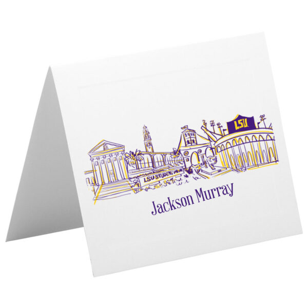 LSU Tigers-Baton Rouge, Louisiana Campus Skyline - Personalized Foldover Notecard