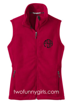 Monogrammed Fleece Vest {Red}