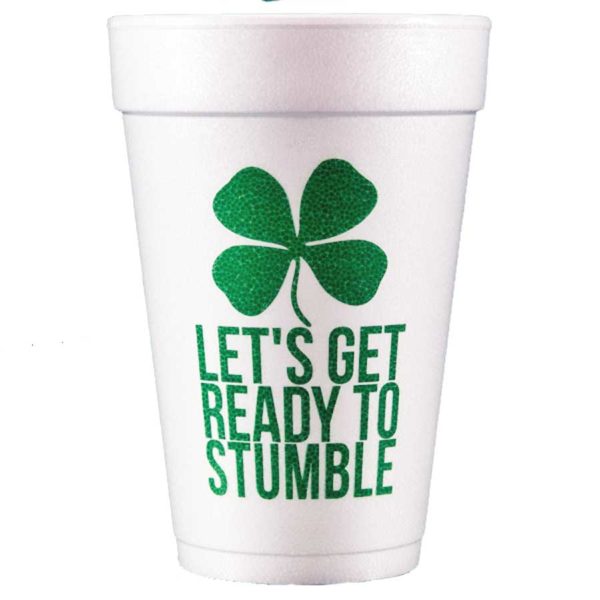 St Patrick's Day Styrofoam Cups 10 Pack Sleeve {Let's Get Ready to Stumble}