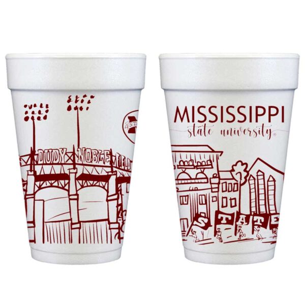 Mississippi State Campus Skyline -Starkville {Foam Cup 10 Pack}