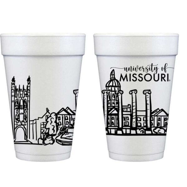 University of Missouri-Mizzou Tigers Campus Skyline Foam Cup 10 Pack - Columbia Missouri
