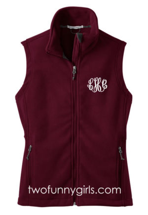 Monogrammed Fleece Vest {Maroon}