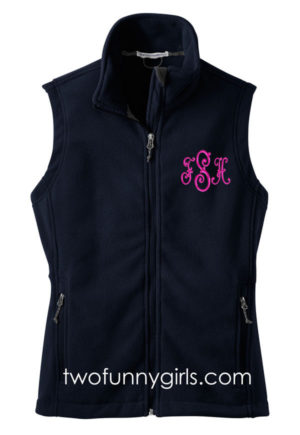 Monogrammed Fleece Vest {Navy Blue}