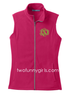 Monogrammed Light-Weight Fleece Vest {Fuschia}