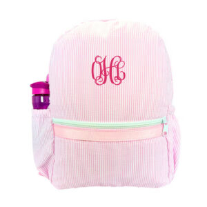 Medium Backpack with Pockets {Pink Seersucker}