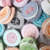 Mini (3") "Button" Bag/Jewelry Rounds {Light Blue Seersucker} - Image 2