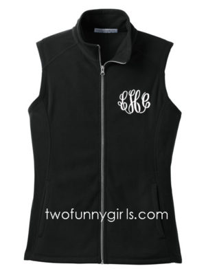 Monogrammed Light-Weight Fleece Vest {Black}
