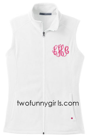 Monogrammed Light-Weight Fleece Vest {White}