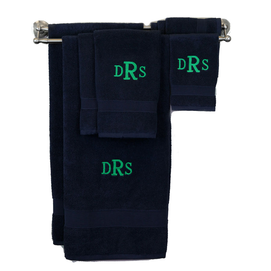 Monogram Towel Eight Piece Set {Navy Blue}