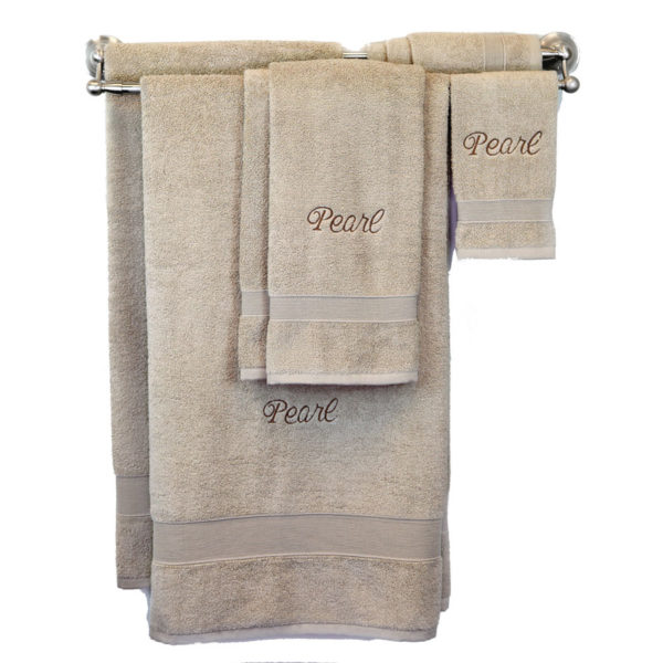 Monogram Towel Eight Piece Set {Taupe}