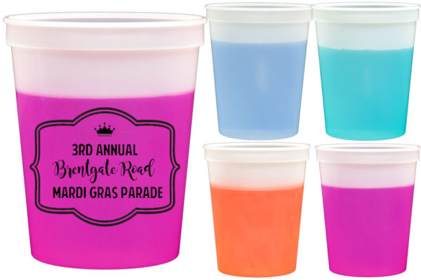 Personalized Mood/Color Changing Stadium Cups for Mardi Gras {16 oz}