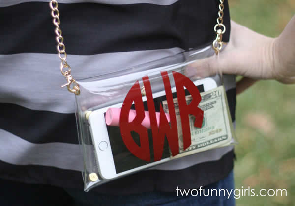 Clear Stadium Purse - Personalized with Custom Monogram