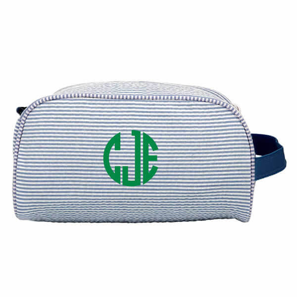 Dopp Kit Toiletry Bag with Monogram {Navy Seersucker}