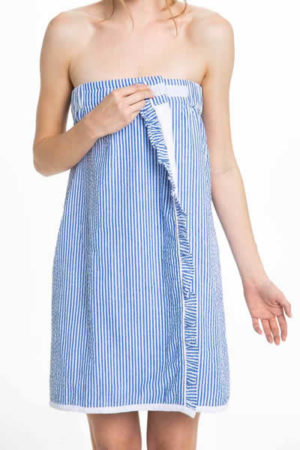 Seersucker Bath Towel Wrap with Monogram {Navy Blue Seersucker}