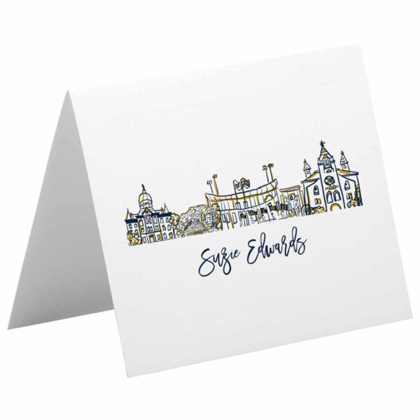University of Notre Dame Fighting Irish Landmarks-South Bend Skyline -Personalized Foldover Notecard