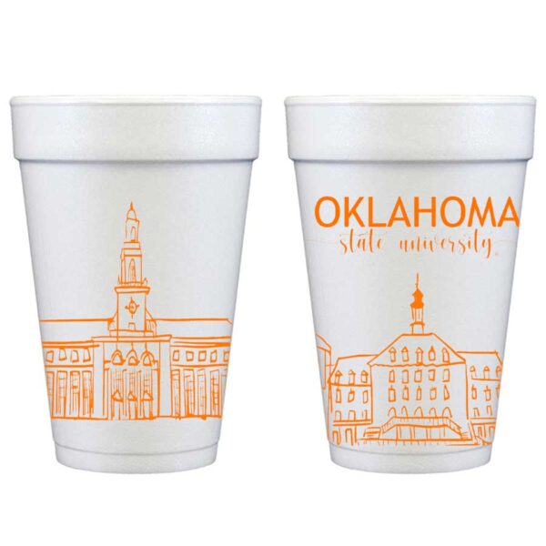 Foam Cup 10 Pack {Oklahoma State University Skyline - Stillwater, Oklahoma}