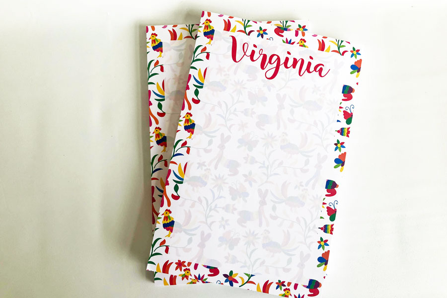 Mexican Notepad Personalized Set of 2 Custom Printed Notepads {Otomi Mexican Embroidery}