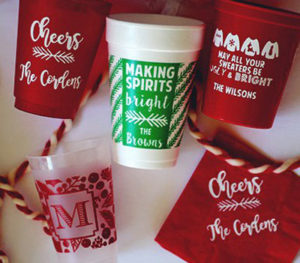 Personalized Christmas Tableware {Cups, Napkins, Plates, Koozies}