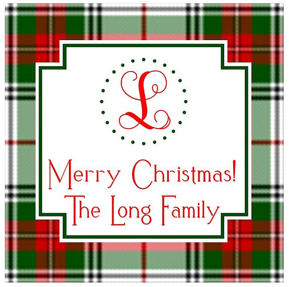 Personalized Christmas Gift Stickers - Christmas Plaid