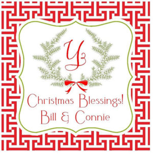 Personalized Christmas Gift Tag Stickers {Christmas Geometric with Wreath}