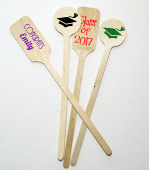 Personalized Round or Rectangular Stir Sticks, Wooden, Coffee