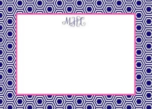 Personalized Flat Note Card Stationery {Honeycomb Navy}