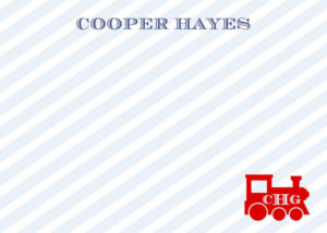 Personalized Flat Note Card Stationery {Train Stripe}